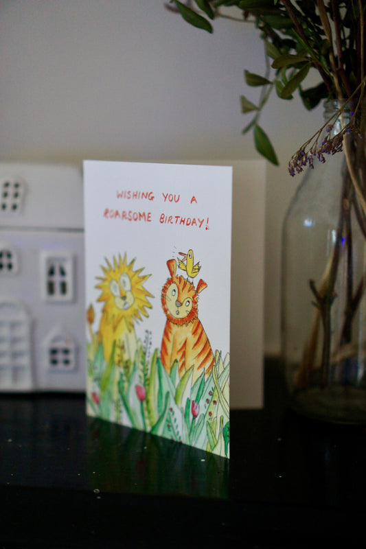 Lion and tiger roarsome birthday card