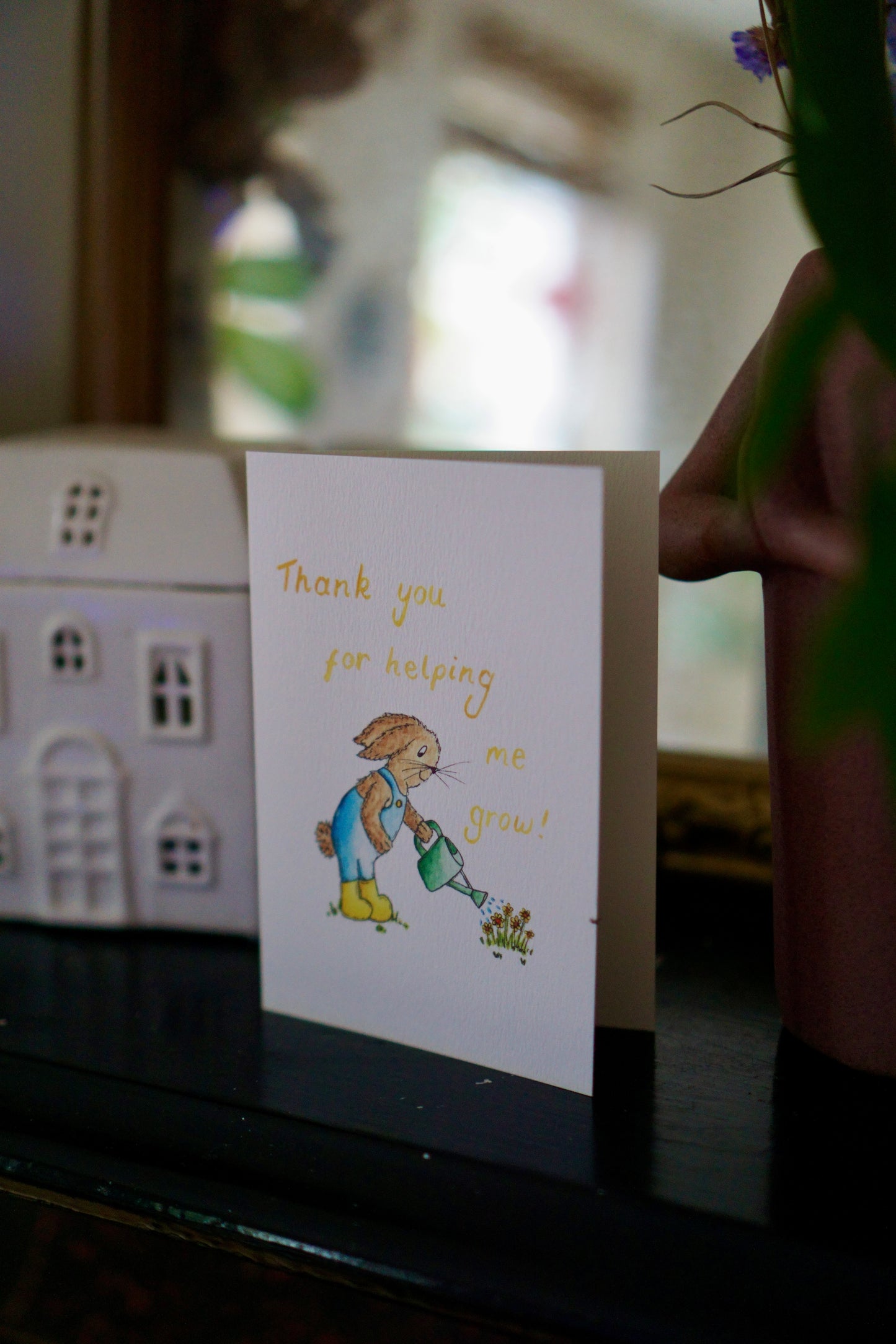 Thank you for helping me grow - bunny gardening teacher card