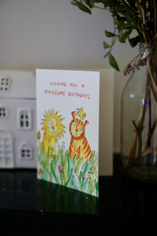 Lion and tiger roarsome birthday card