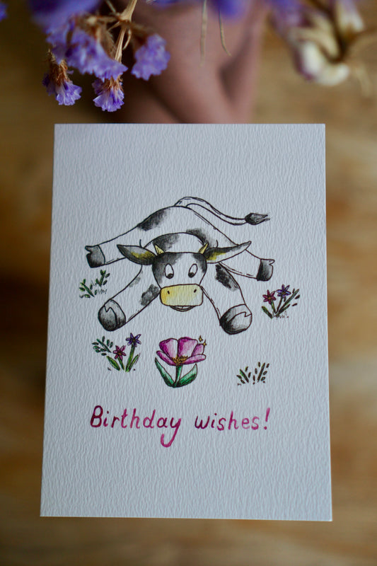 Birthday wishes - cow card