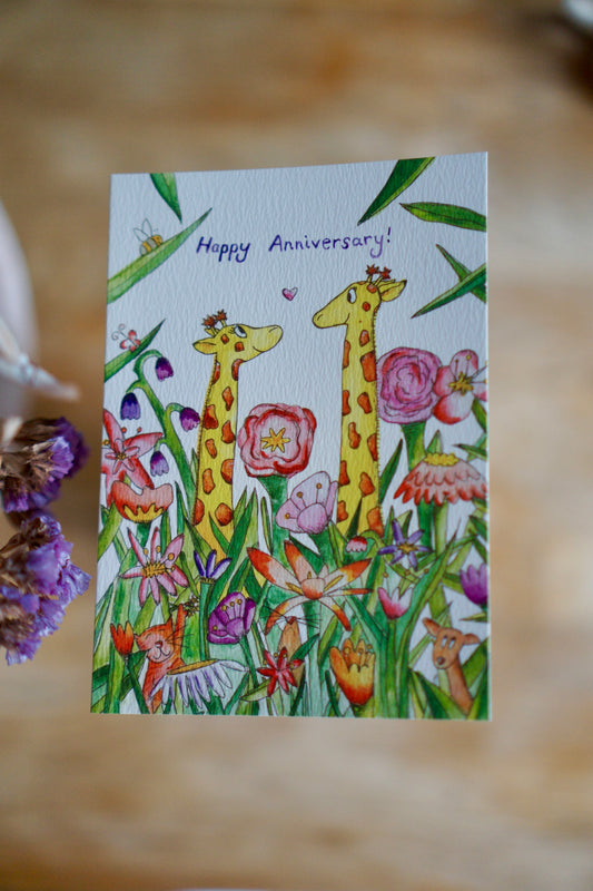 Happy anniversary - giraffe card